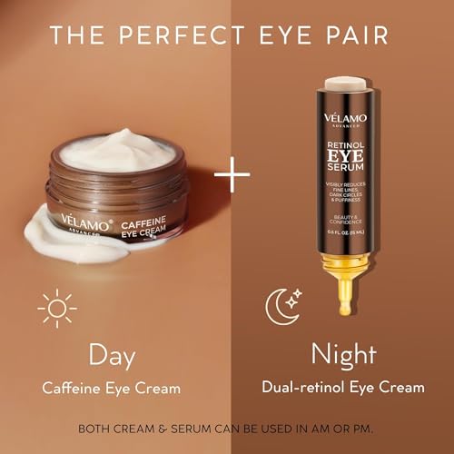 Retinol Eye Cream Anti Aging: Under Eye Cream for Dark Circles Puffiness Eye Bags - Help Reduce Appearance of Wrinkles Fine Lines - with Caffeine Peptides Hyaluronic Acid Ceramides 0.5 FL OZ/15mL