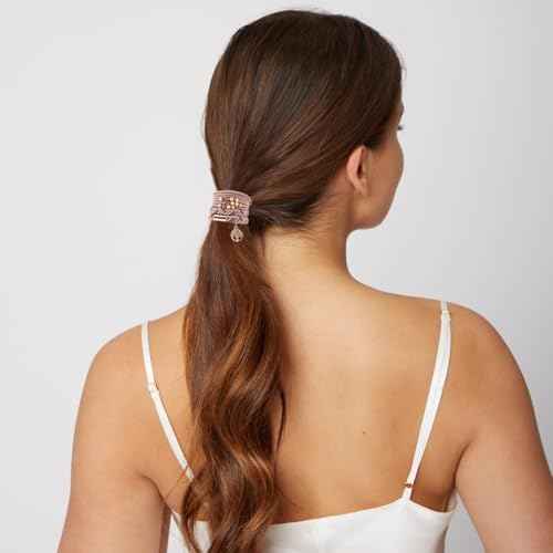 10 PCS Boho Hair Ties - No-Damage, Stretch Bracelets for Thick & Thin Hair, 5 Styles, Pink