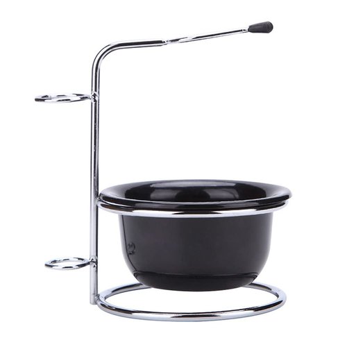 luzen Stainless Steel Shaving Bowl and Brush Stand, Professional 2 in 1 Shaving Stand Bowl Shaving Razor Brush Holder Grooming Tool Shaving Kit for Men