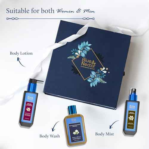 Blue Nectar Premium Ayurvedic Beauty Gift Set for Women & Men | Body Lotion, Wash & Mist with Herbal Ingredients | Ideal Christmas Holidays Gift for Mom, Dad, Girlfriend, Boyfriend & Coworkers