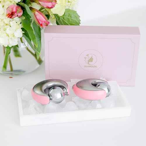 Cryo-Infused Ice Roller for Face Women Pack of 2 - Ergonomic Facial Ice Roller for Eyes, Cheeks, Nose, Mouth, Neck - Travel Freezer Face Depuffer Massager - Skincare Beauty Ice Globes for Face