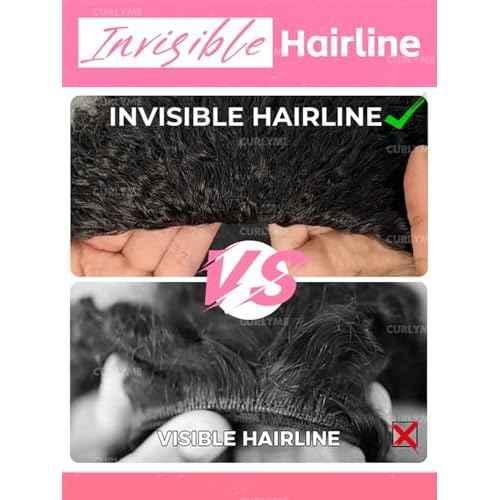 Curlyme Half Wig Human Hair Flip Over Kinky Straight Drawstring Human Hair No Lace Glueless Invisible Hairline Beginner Friendly Wear Go Wig For Women Clip In 195% Density 20 Inch