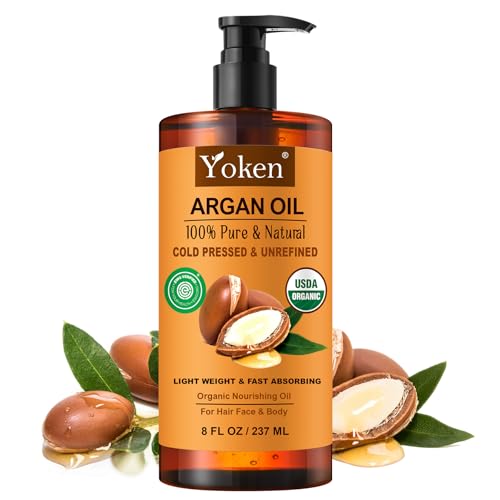 Argan Oil for Hair, Pure and Natural Morocco Argan Oil, Argon Oil For Hair, Scalp, Face & Skin Care, 100% Cold Pressed Hair Conditioner, Unrefined Argon Nails Carrier Oil (8 Fl Oz)