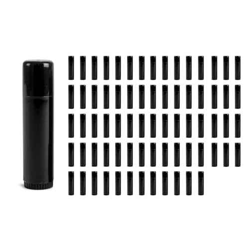 72 Black Plastic Empty Lip Balm Tubes with Black Friction Fit Caps by SKS Bottle & Packaging, 0.5 oz tubes - Bulk Black Lip Balm Containers for DIY Lip Care, Lip Balm Making, and Lip Balm Crafting