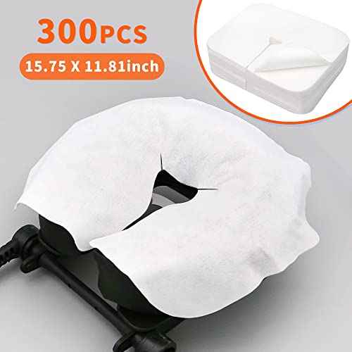 300 Count Disposable Face Cradle Covers, Massage Face Covers Medical-Grade Ultra Soft Large Headrest Covers for Massage Tables & Massage Chairs