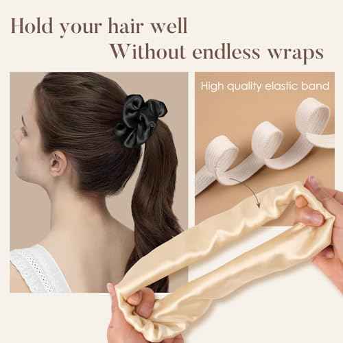 LULUSILK Silk Scrunchies for Hair Sleep, 100% Real Mulberry Silk, No Damage Hair Ties for Women and Girls, Basic Collection, Pack of 3