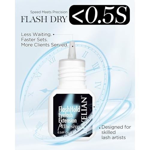 BEYELIAN Sensitive Eyelash Extension Glue 0.17fl.oz/5ml / 0.5Sec Drying Time/Retention ? 7-8 Weeks/Black Adhesive/Hypoallergenic Formaldehyde-Free Lash Extension Glue for Professional Use Only