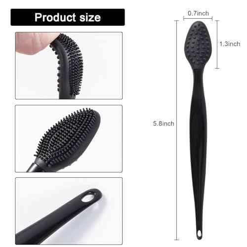 20 Pcs Lip Exfoliator Scrub Brush, Ooloveminso Silicone Lip Scrubber Exfoliating Brush, Soft Double-Side Lip Exfoliator Tool for Dark Lips, Lip Care and Beauty-Black