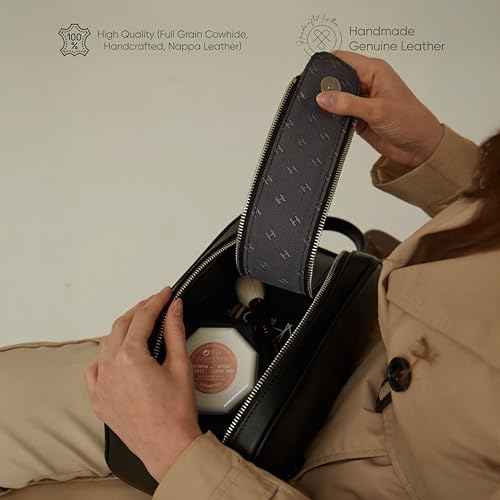 Full-Grain Leather Toiletry Bag for Men & Women | Travel Dopp Kit & Makeup Organizer | LWG Gold-Rated Certified | Durable Zip Closure, Carry Handle | Gift & Daily Use, Brown