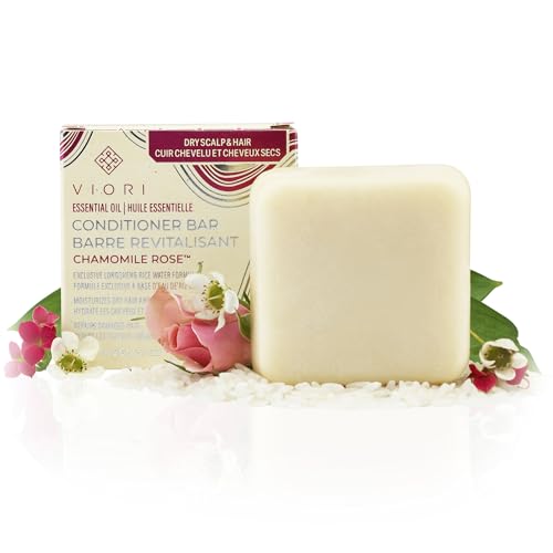 Viori Chamomile Rose Essential Oil Conditioner Bar Made with Rice Water - Handcrafted All Natural Organic Conditioner