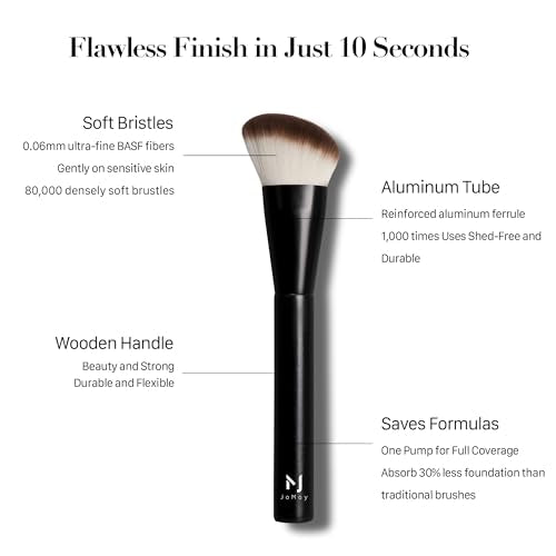Professional Foundation Brush for Liquid Makeup - 0.06mm Ultra-Fine Bristles | Contour brush Liquid Cream Blending Angled Shape | No Shedding & Easy Clean | Kabuki Makeup Brushes