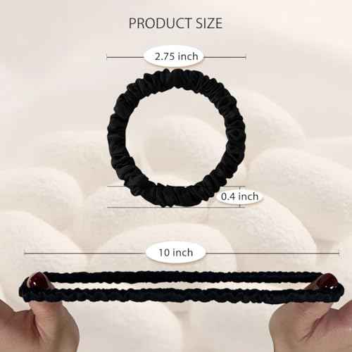 22 Momme 100% Pure Mulberry Silk Scrunchies (4 PCS) - Small Hair Elastics and Ties for Women, Sleep Hair Care, No Damage, Apricot