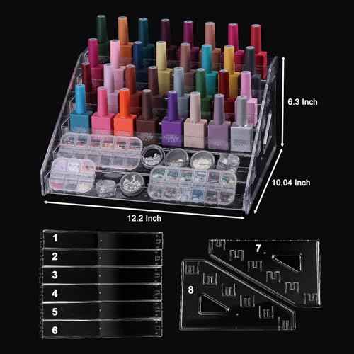 Nail Polish Organizer Clear Acrylic Eyeglasses Display Holder Essential Oil Storage Rack Makeup Stand Tray - 6 Layer