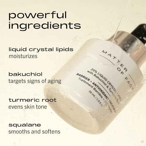 MATTER OF FACT Barrier + Antioxidant Treatment, Lipids, Bakuchiol & Squalane Oil Serum for Hydration and Skin Barrier Support, 30mL / 1.0 Fl Oz