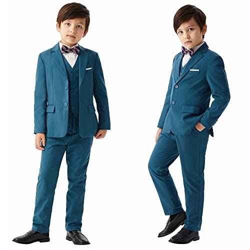 MAGE MALE Boys Multiple Colour Formal Dress Suits 5 Piece Slim Fit Dresswear Suit Set with Kids Suspenders
