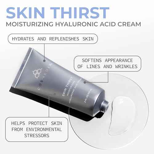 COSMEDIX Skin Thirst Hyaluronic Acid Moisturizer Face Cream - Hydrating Face Lotion & Make Up Primer for Pores, Wrinkles & Fine Lines - Daily Facial Skin Care for Softer, Smoother & Vibrant Skin