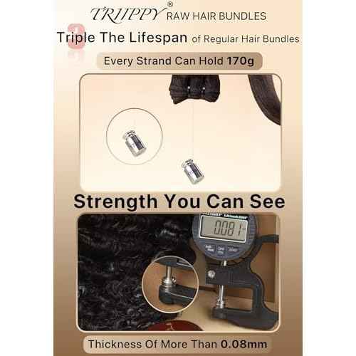 TRIIPPY Real Raw Burmese Curly Bundles Human Hair,100% Burmese Raw Hair Sew in Weave Single Bundle,Triple The Lifespan Over Regular Virgin Hair Bundle,No.1 Raw Hair Brand On Amazon(20 Inch)