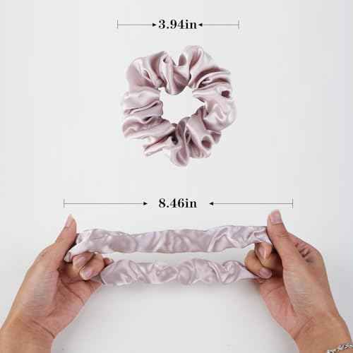 Silk Scrunchies for Hair 100% Mulberry Silk Hair Ties£¨Silver gray, Dark gray, Pink£©