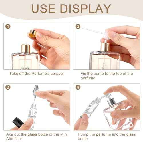 Domensi 90 Pcs 10 ml Empty Glass Perfume Bottles Bulk - Gold,Silver,Black Refillable Cologne Spray Atomizer with Pump, for Travel, Skincare, Haircare, Cleaning & DIY Essentials