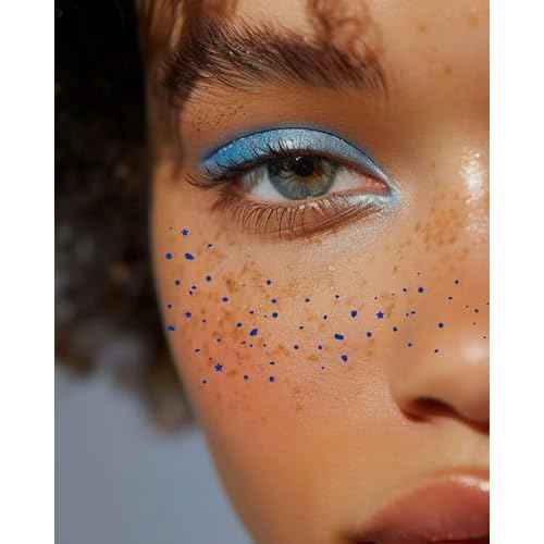 Blue Face Glitter - Waterproof and Long-Lasting Body Glitter Speckles, Sparkle Makeup Patches for Festivals and Parties (BLUE - 8 Sheets)