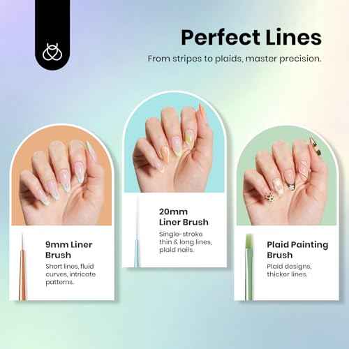 Beetles Nail Art Brushes Set for Gel Polish 8 Pcs - Nail Art Design Pen Fingernail Painting Dotting Tool, Liner Gradient Clean Up Brush DIY with Palette Rainbow Pastel Pen Set Manicure Kit