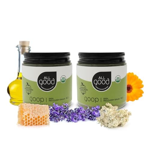 All Good Goop Organic Skin Care Recovery Balm - All Purpose Ointment w/Calendula, Lavender, Beeswax - Chafing Cream, Dry Skin Salve, Cracking Lip Moisturizer - Soothes, Hydrates & Calms - 4oz, 2-pack