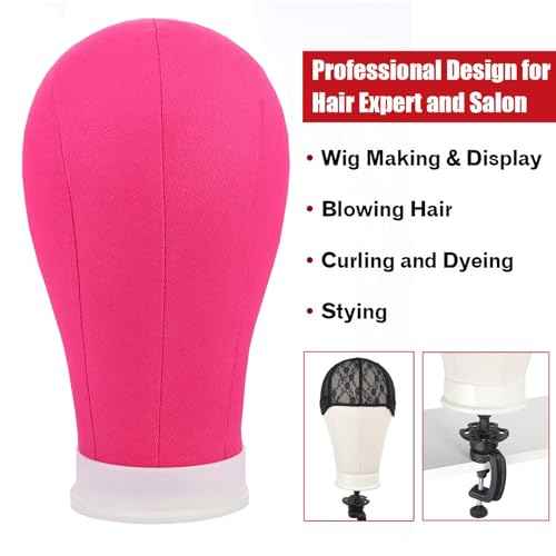 XTREND 22Inch Canvas Block Head for Making Head Weft/Wig/Hair Extension Making Display Styling Mannequin Head with Stand Set Manikin Canvas Head Hair Accessories