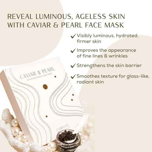 CSM Caviar & Pearl Face Mask ? Luminous Hydrated Skin ? Reduces Fine Lines & Wrinkles, Brightens Complexion, and Strengthens Skin Barrier ? 5 Individually-Wrapped Masks