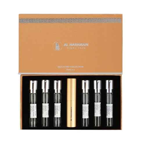 Al Haramain Discovery Collection - Amber Oud for Unisex Adult - 6 Pc Mini Gift Set 0.33oz Amber Oud,Perfume Atomiser