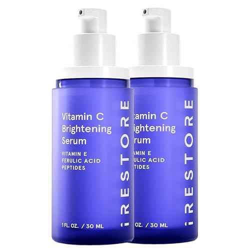 iRestore Vitamin C Brightening Serum ? Anti Aging Face Serum with 15% Ascorbic Acid, Vitamin E, Ferulic Acid, Peptide Complex & Hyaluronic Acid (Pack of 2)