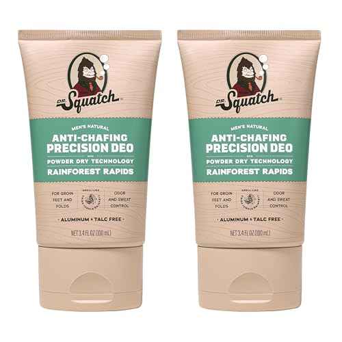 Dr. Squatch Precision Deo Dry Lotion - No Mess Body Powder Lotion for Men - Made With Natural Ingredients - 2 Pack Rainforest Rapids