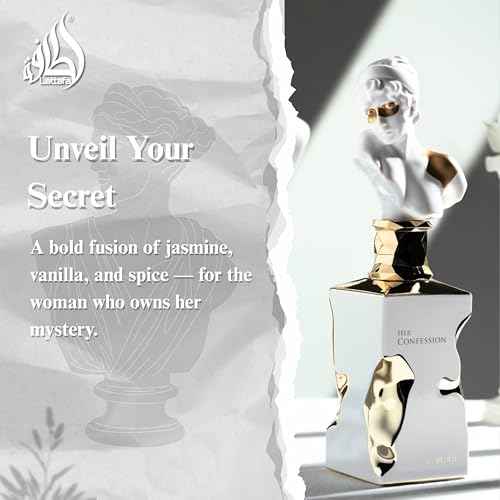 Lattafa Her Confession - Vanilla, Floral, Amber, Musk - Eau de Parfum Long-Lasting Fragrance for Women, 3.40 Ounce / 100 ml
