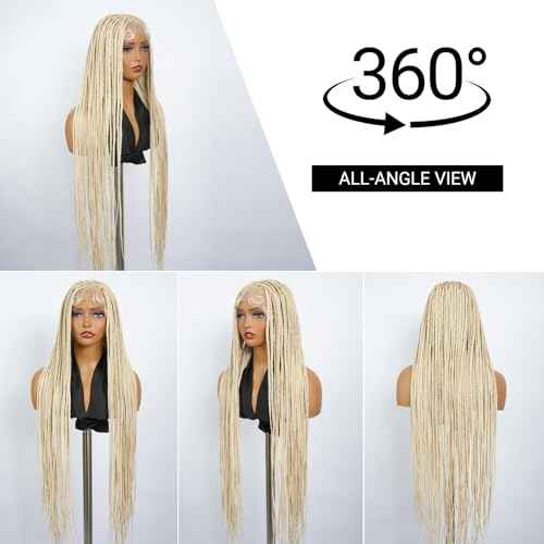 YMSGlRL 36 Inch 613 Knotless Braided Wigs for Women Box Braided Full Lace Premium Synthetic Wig with Baby Hair Long Box Braid Wig with Natural Hairline Look