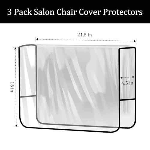 Salon Chair Cover Protectors,Clear Square Hairdressing Chair Back Covers for Fits Most Standard Chairs,Reinforced Precision Sewn Clear Covers to Prevent Damage to Spa/Salon Chairs (3)