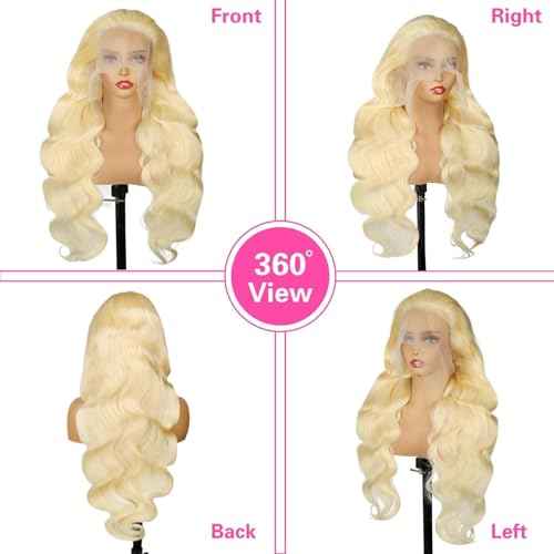 613 13x6 Lace Front Wig Human Hair 30 Inch 200 Density 613 Wig HD Transparent Lace 613 Human Hair Wig Body Wave Blonde Lace Front Wigs for Women