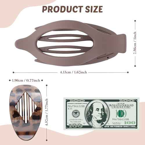 Lourny Flat Hair Clips for Women, 6PCS Flat Claw Clips for Thin Hair Lightweight Non-Slip Claw Clips for Women