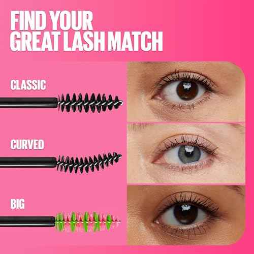 Maybelline Great Lash Washable Mascara Makeup, Volumizing Lash-Doubling Formula That Conditions As It Thickens, Blackest Black, 2 Count
