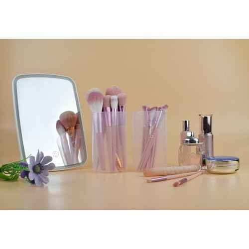 Retractable Makeup Brush Holders, Clear Plastic Travel Makeup Brush Cup with Lid, Portable Cosmetic Brush Organizer Container, Dustproof Brushes Storage Case for Women Make-up Artist, 1pc
