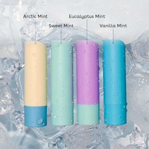 eos Natural Shea Minty Lip Balm Variet Pack- Artic Mint, Vanilla Mint, Sweet Mint, Eucalyptus Mint, All-Day Moisture Lip Balm Gift Set, 0.14 oz, 4-Pack