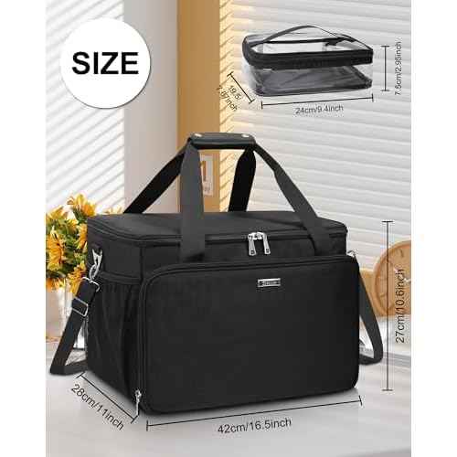 TANTO Extra Large Makeup Bag Travel Makeup Case Professional Makeup Artist Bag with 4 Clear Pouches Hairstylist Cosmetic Bag with Detachable Dividers and Shoulder Straps
