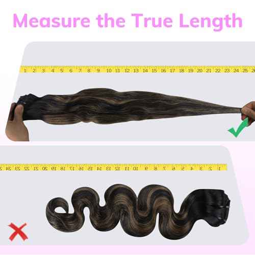IDN BEAUTY Seamless Clip In Hair Extensions Human Hair, Body Wave 16 Inch 110g 7pcs, 1B/6/1B Balayage Natural Black to Chestnut Brown Remy Hair Seamless Clip Ins For Black Women PU Invisible Edge