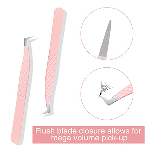 Fiber Tip Lash Tweezers for Eyelash Extensions, Professional Boot Tweezers for Lash Extension Suppliers, Best Pink Tweezers Precision Tool Set(Boot)