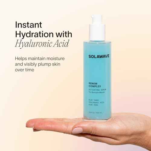 Solawave Renew Complex Red Light Therapy Activation Serum for Face & Neck | Pairs with LED Facial Wand Device | Hydrates & Plumps the Skin | Blue Tansy, Aloe Vera, Hyaluronic Acid (3 Pack - 1 Oz)