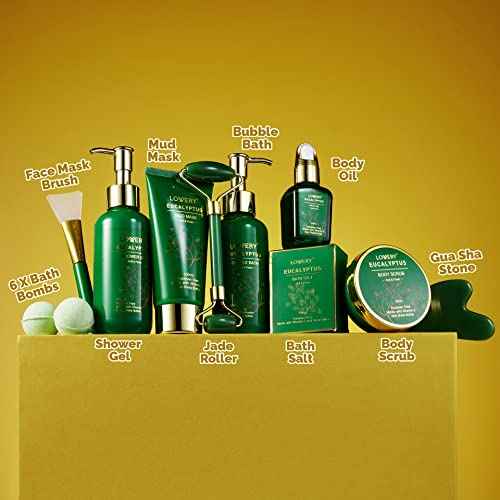 Christmas Gifts for Women & Men Who Have Everything, Eucalyptus Spa Gift Baskets for Mom, 16pc Bath Gift Set for Birthday Gifts for Women, Body Self Care Set for Pampering & Relaxation Basket