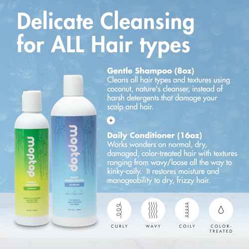 MopTop Sulfate Free Shampoo and Conditioner ? Curly Hair Natural Shampoo and Conditioner Helps Restore Dry Damaged Hair & Reduce Frizz, Paraben Free Natural Hair Products for All Hair Types (2pk)