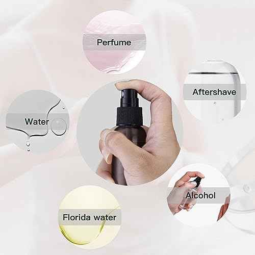 LISAPACK 2oz Small Spray Bottle (10 Pack) Plastic Mini Fine Mist Atomizer, Tiny Sprayer for Travel Perfume, Cologne, Alcohol (Brown, 60ml)