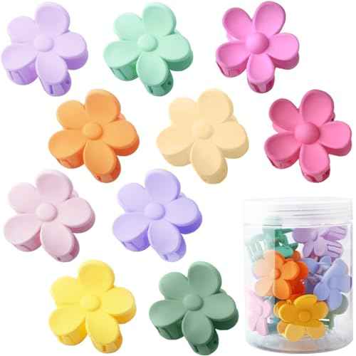 Small Cute Flower Hair Clips for Hair Accessories Hair Claw Clips for Women and Girls Cream Color, 10 PCS