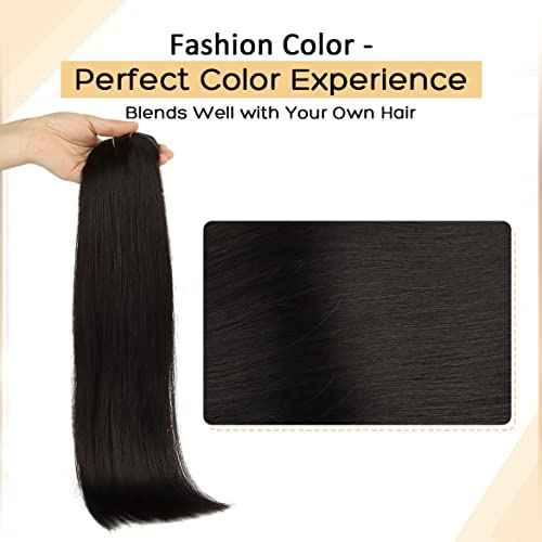 Clip in Hair Extensions, 20 inch 120g Natural Black in Hair Extensions Real Human Hair 7pcs Straight Double Weft Human Hair Clip in Hair Extensions