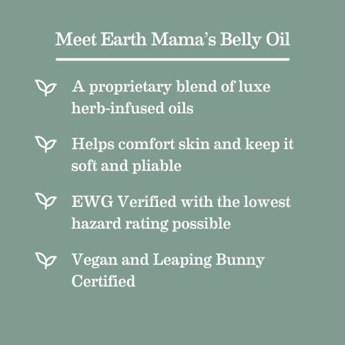 Earth Mama Belly Oil for Dry Skin | Calendula Skin Care Moisturizer Oil to Encourage Natural Elasticity and Help Prevent Stretch Marks During Pregnancy and Postpartum, 4-Fluid Ounce