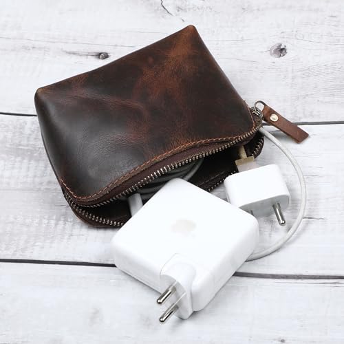 Leather Cosmetic Bags Make Up Bags for Women - Handmade Makeup Case Small Makeup Bags Jewelry Coin Pouch, Toiletry Bag for Men, Travel Cosmetic Pouch For Purse
